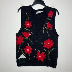 Capacity cardinals sweater vest black red women's‎ size large winter holiday